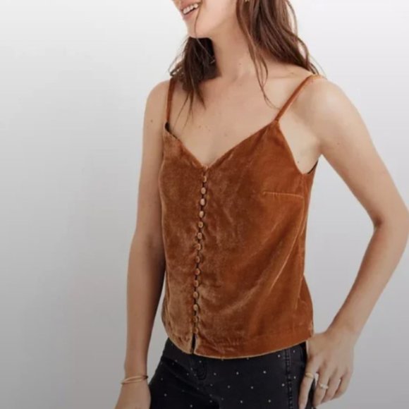 Madewell Gold Velvet Tank Top - Picture 2 of 10